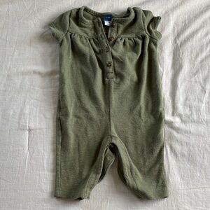 Old Navy Sage Green Baby Romper with Buttons